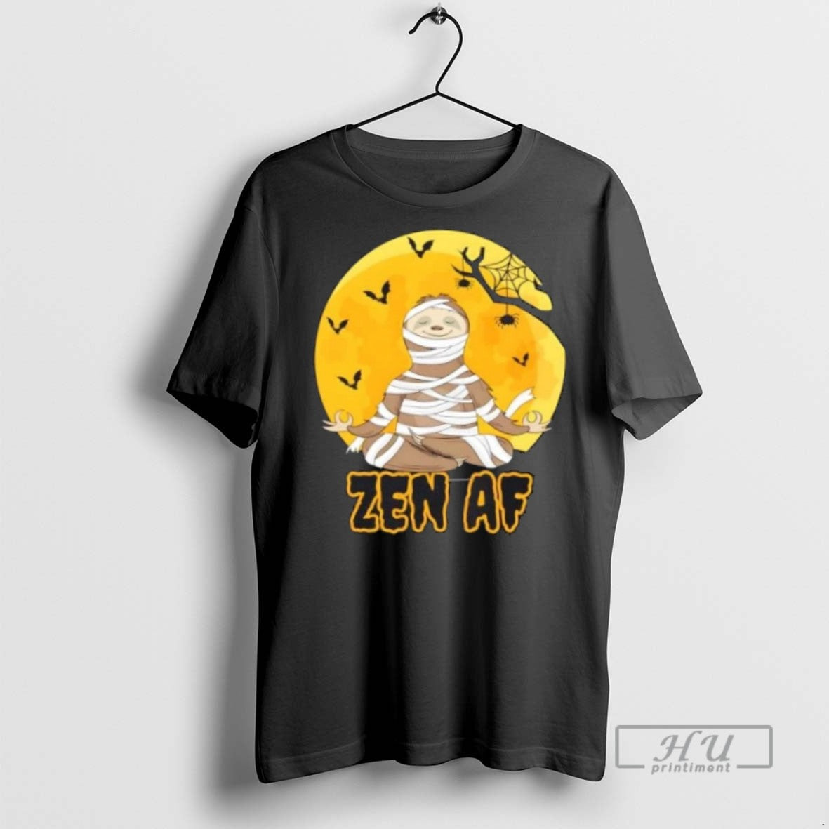 New Zen Af Halloween Sloth Meditation - Adult & Kids T-Shirts, Sweatshirts & Hoodies apparel design preview 1