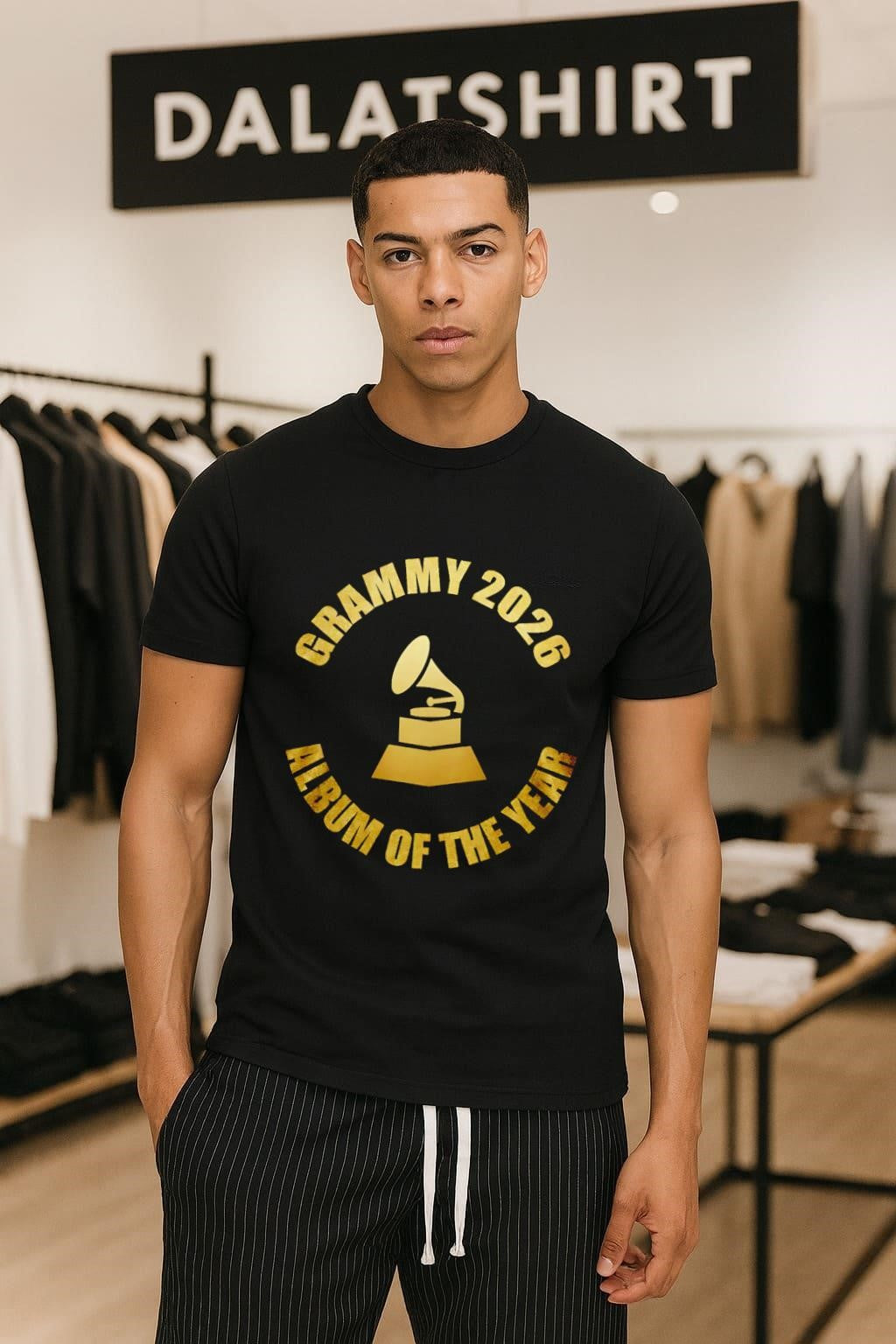 Gold Grammy 2026 Album Of The Year Music Trophy Award - Adult & Kids T-Shirts, Sweatshirts & Hoodies apparel design preview 1