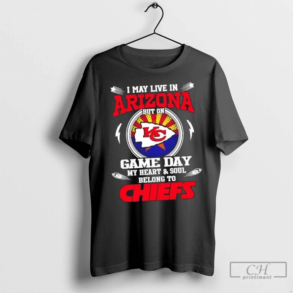 Nice I May Live In Arizona But On Game Day My Heart - Adult & Kids T-Shirts, Sweatshirts & Hoodies apparel design preview 1