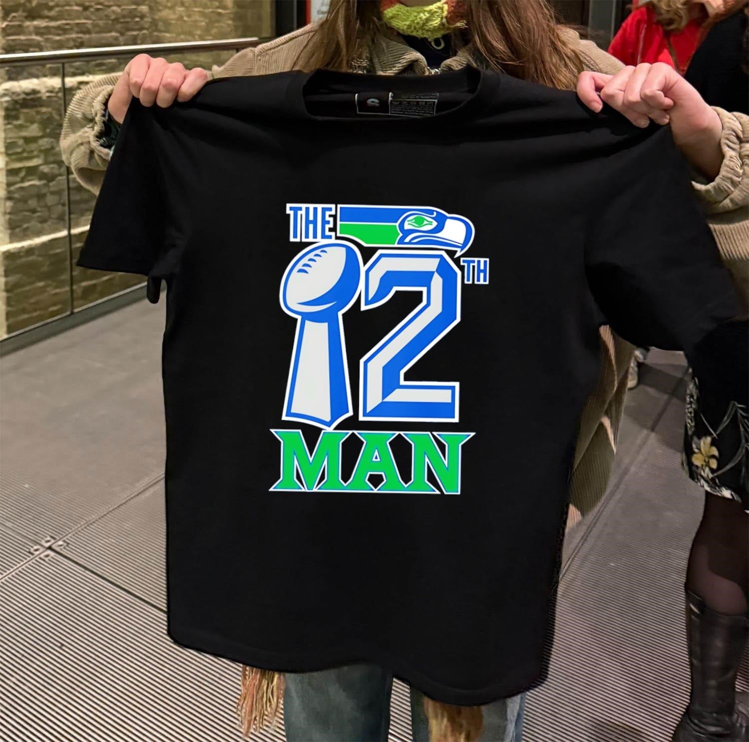 The 12th Man Seattle Football Trophy And Mascot Logo - Adult & Kids T-Shirts, Sweatshirts & Hoodies apparel design preview 2