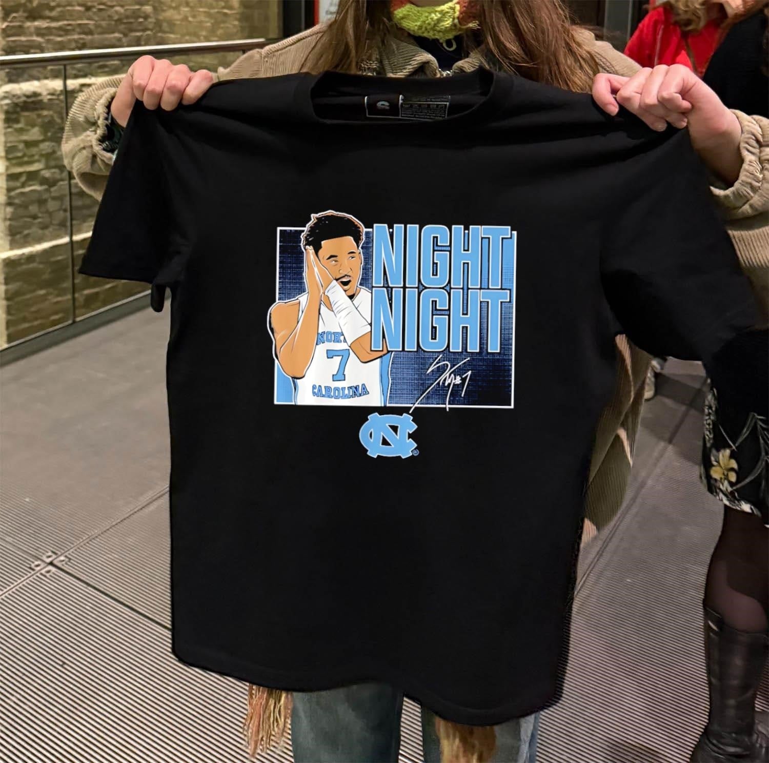 Night North Carolina Tar Heels Basketball Number 7 - Adult & Kids T-Shirts, Sweatshirts & Hoodies apparel design preview 2