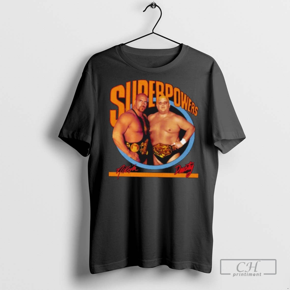 Nikita Koloff And Dusty Rhodes Superpowers Nwa Wcw - Adult & Kids T-Shirts, Sweatshirts & Hoodies apparel design preview 1