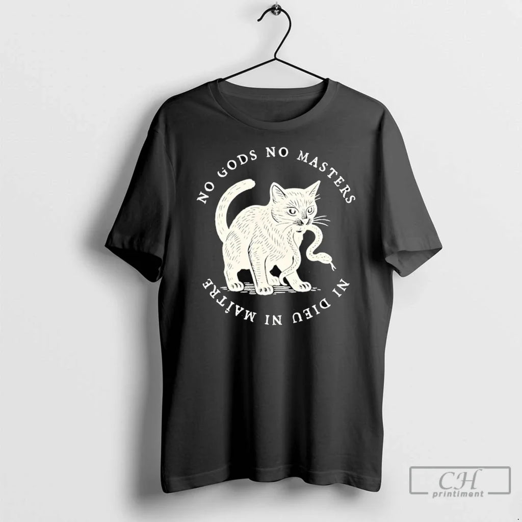 No Kings Gods Masters Cat - Adult & Kids T-Shirts, Sweatshirts & Hoodies apparel design preview 1