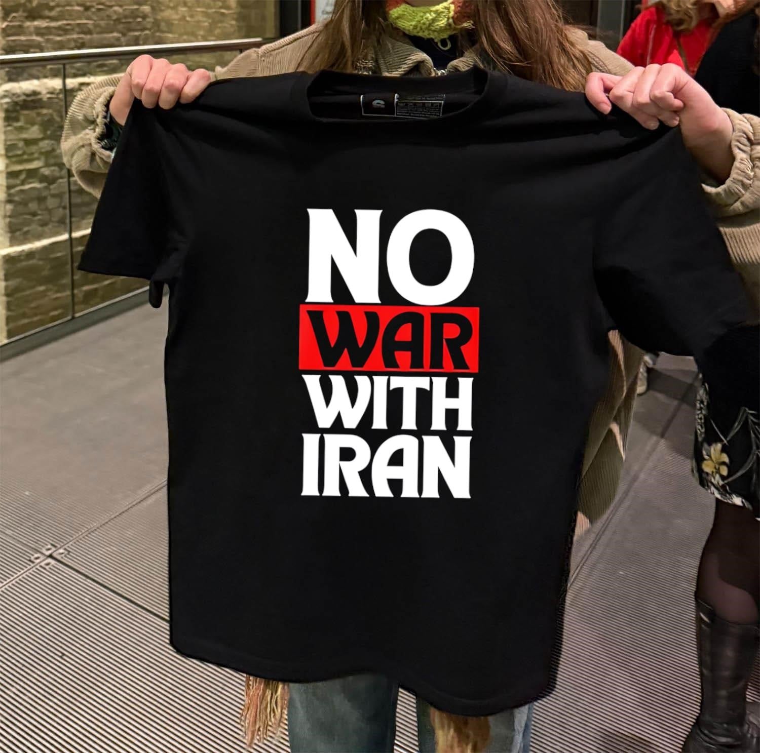 No War With Iran Black and Red Graphic - Adult & Kids T-Shirts, Sweatshirts & Hoodies apparel design preview 2