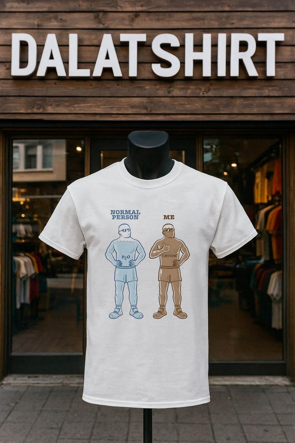 Normal Person H2O Me Caffeine Water Versus Coffee - Adult & Kids T-Shirts, Sweatshirts & Hoodies apparel design preview 1