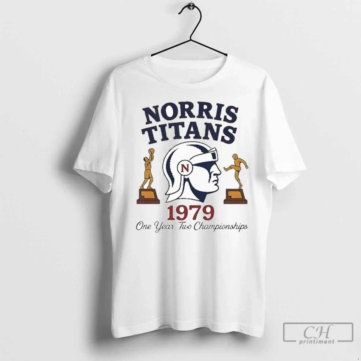 Norris Titans Logo One Year Two Championships 1979 - Adult & Kids T-Shirts, Sweatshirts & Hoodies apparel design preview 1
