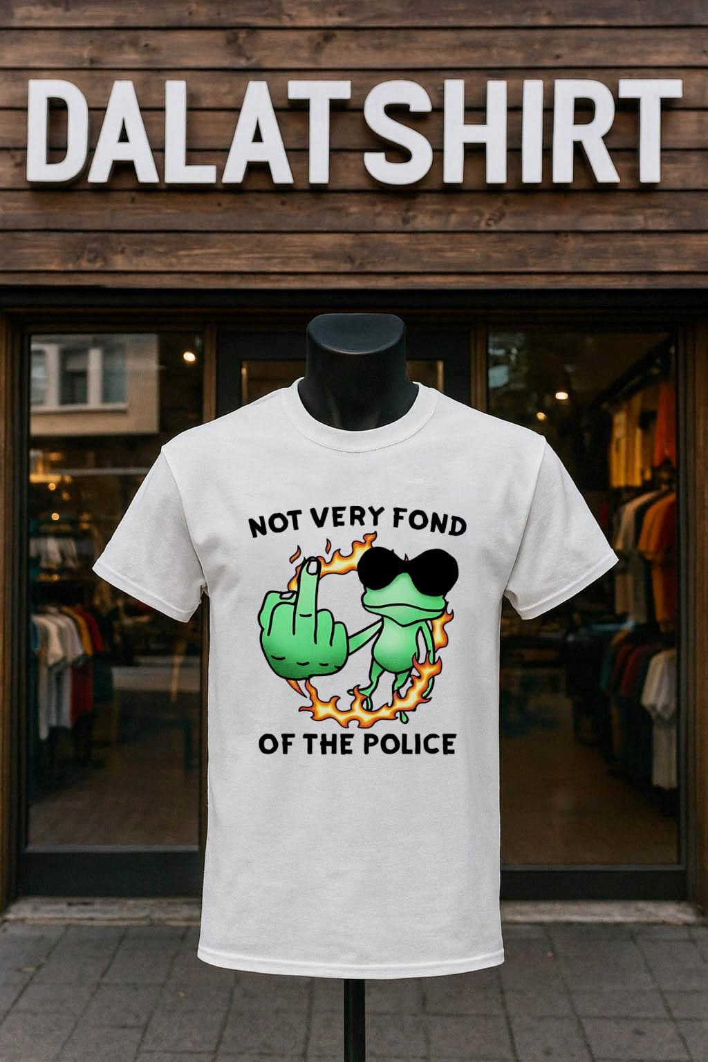 Not Very Fond Of The Police Frog Middle Finger - Adult & Kids T-Shirts, Sweatshirts & Hoodies apparel design preview 1
