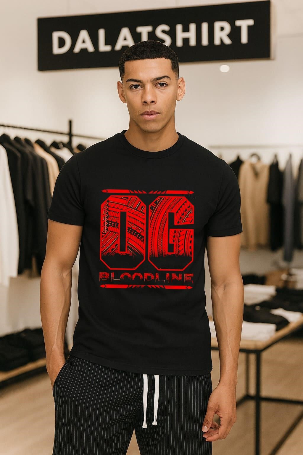 OG Bloodline Red Tribal Pattern Typography Graphic - Adult & Kids T-Shirts, Sweatshirts & Hoodies apparel design preview 1