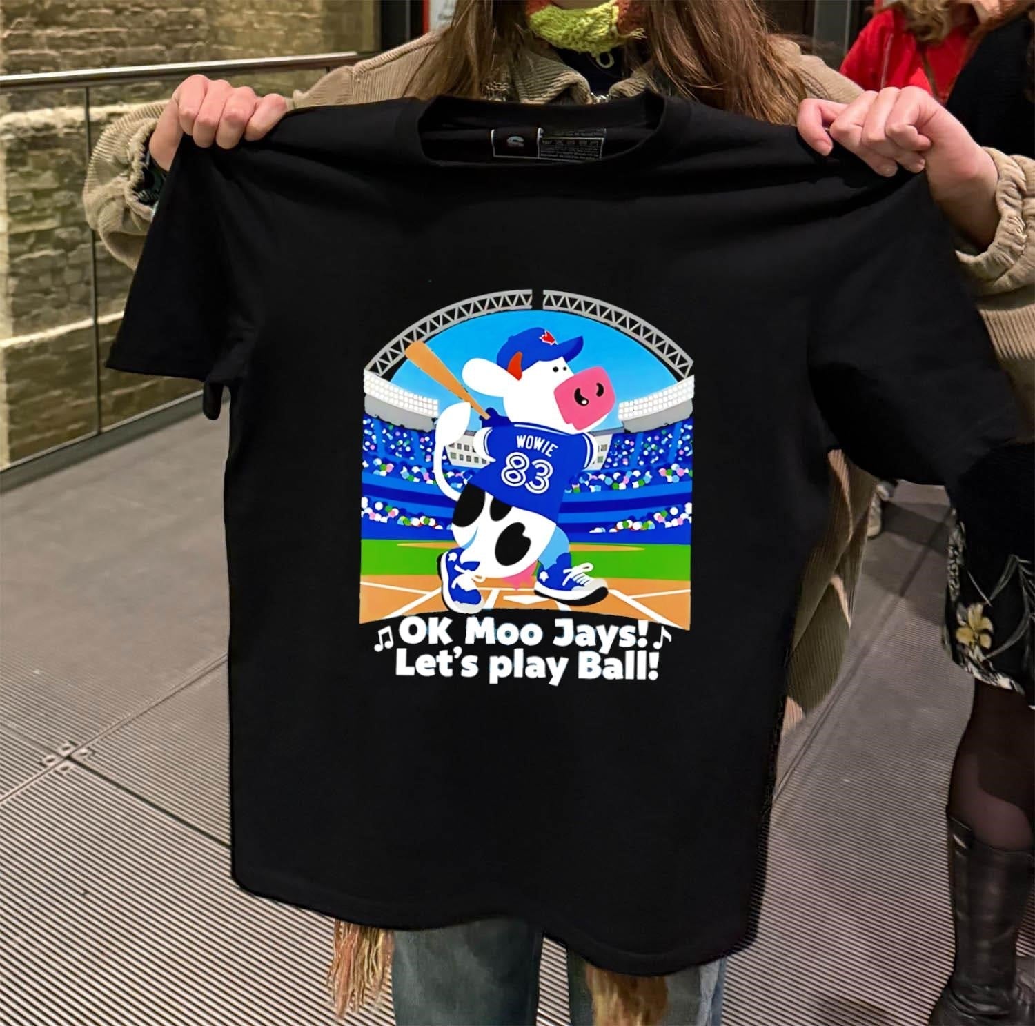 OK Moo Jays Let's Play Ball Wowie 83 Baseball Cow - Adult & Kids T-Shirts, Sweatshirts & Hoodies apparel design preview 2