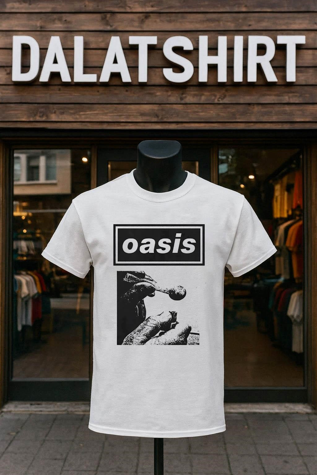 Oasis Band Logo Hand Holding Glass Smoking Pipe - Adult & Kids T-Shirts, Sweatshirts & Hoodies apparel design preview 1