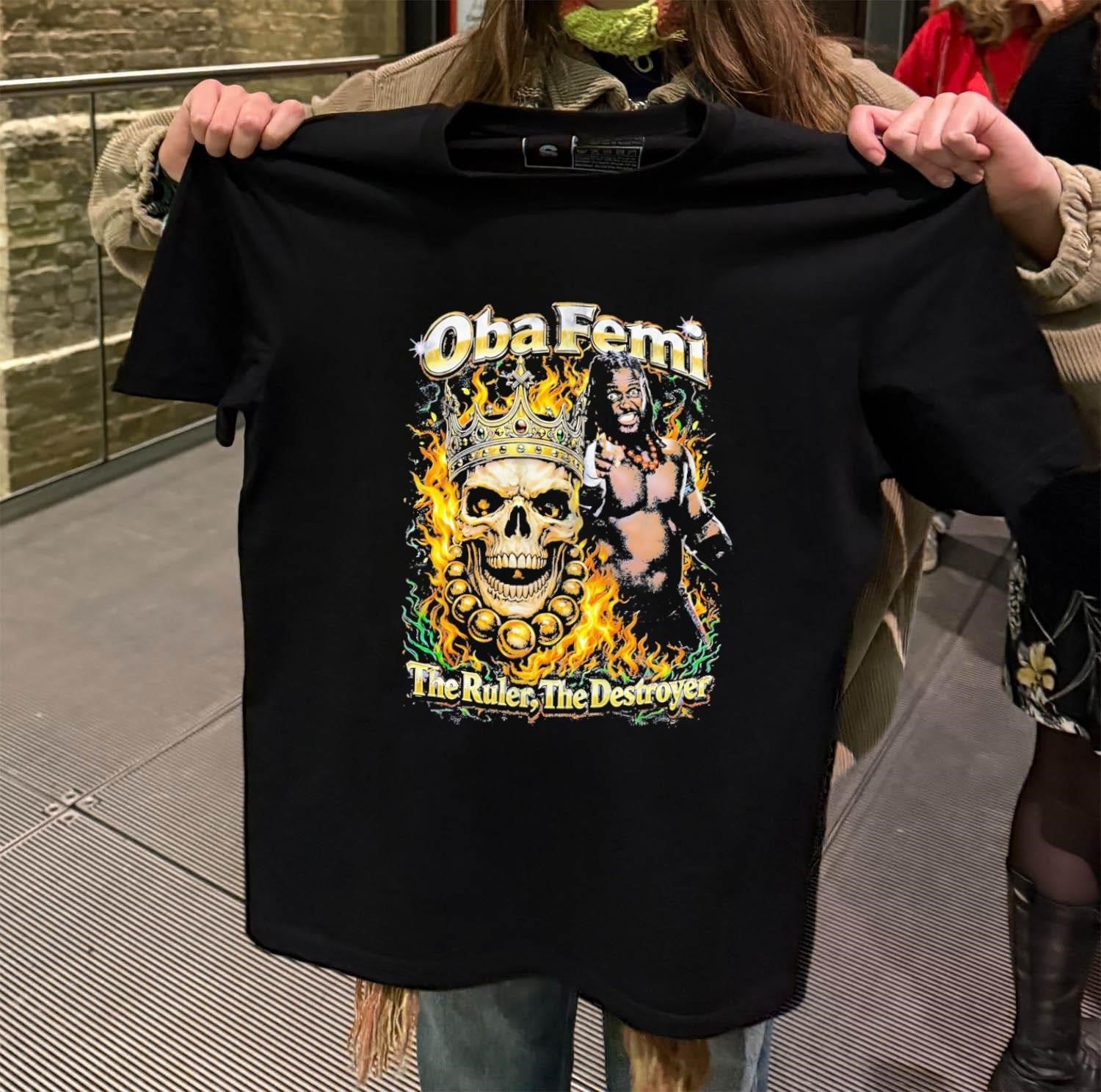 Oba Femi The Ruler Destroyer crowned skull and fire - Adult & Kids T-Shirts, Sweatshirts & Hoodies apparel design preview 2