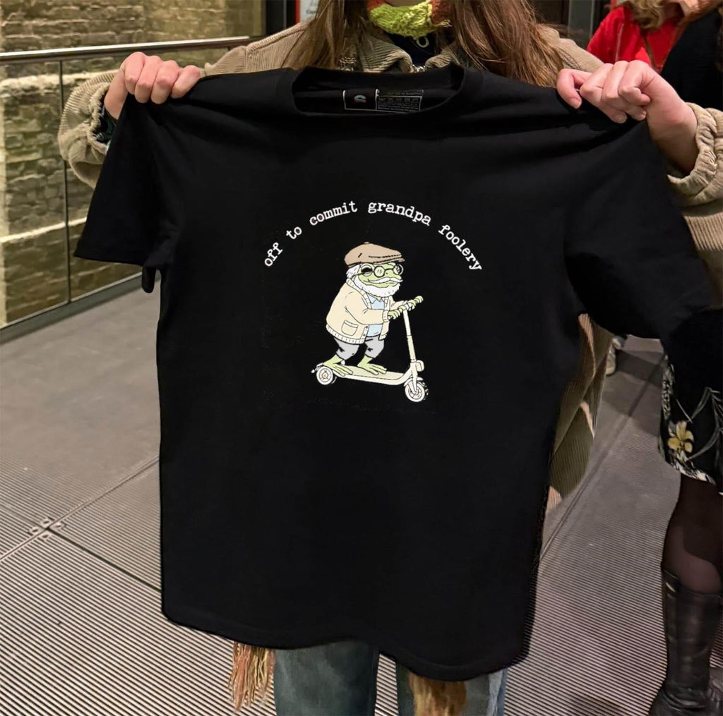 Off To Commit Grandpa Foolery Frog On Scooter - Adult & Kids T-Shirts, Sweatshirts & Hoodies apparel design preview 2