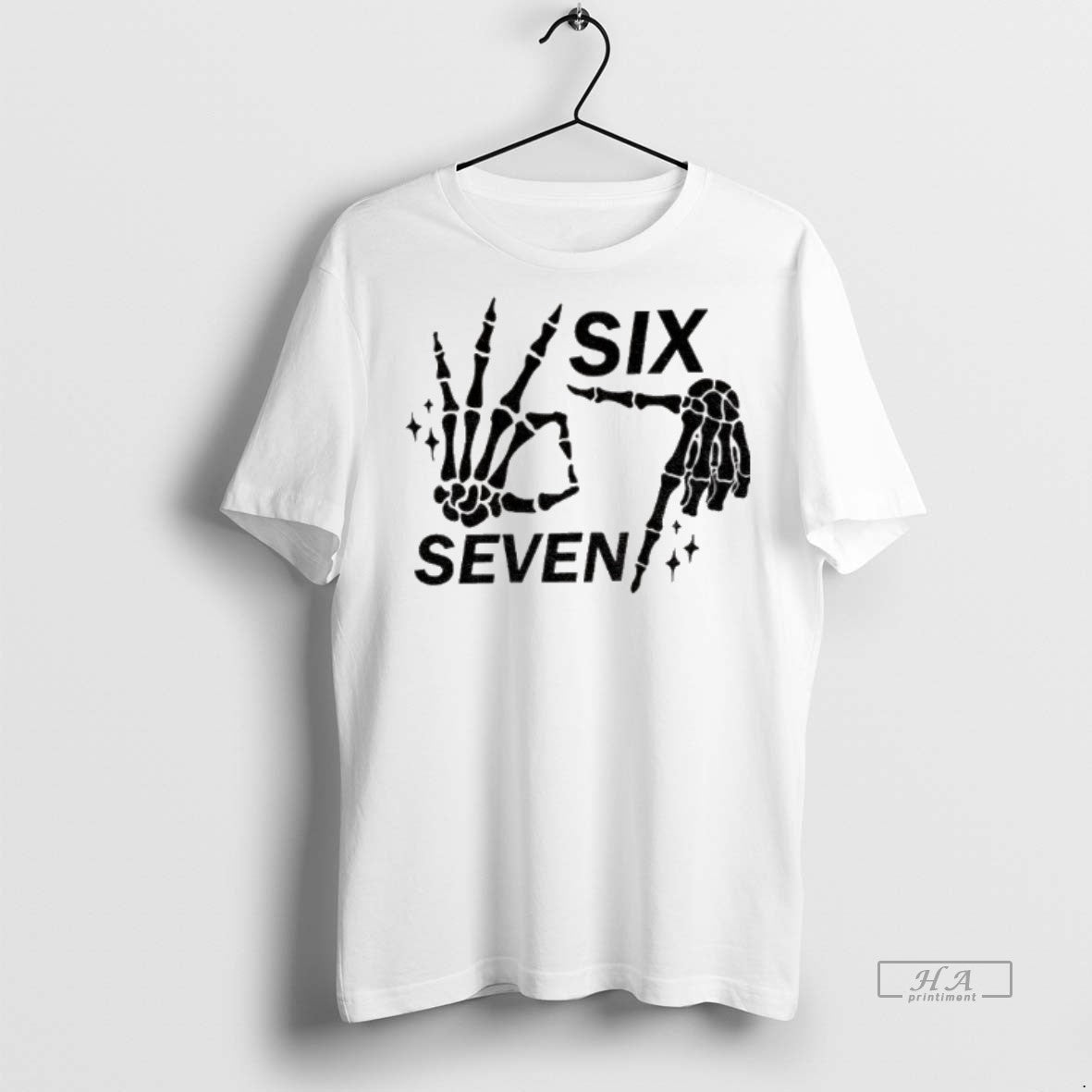 Official Trendy 6 7 Meme Funny Skeleton Hands - Adult & Kids T-Shirts, Sweatshirts & Hoodies apparel design preview 1