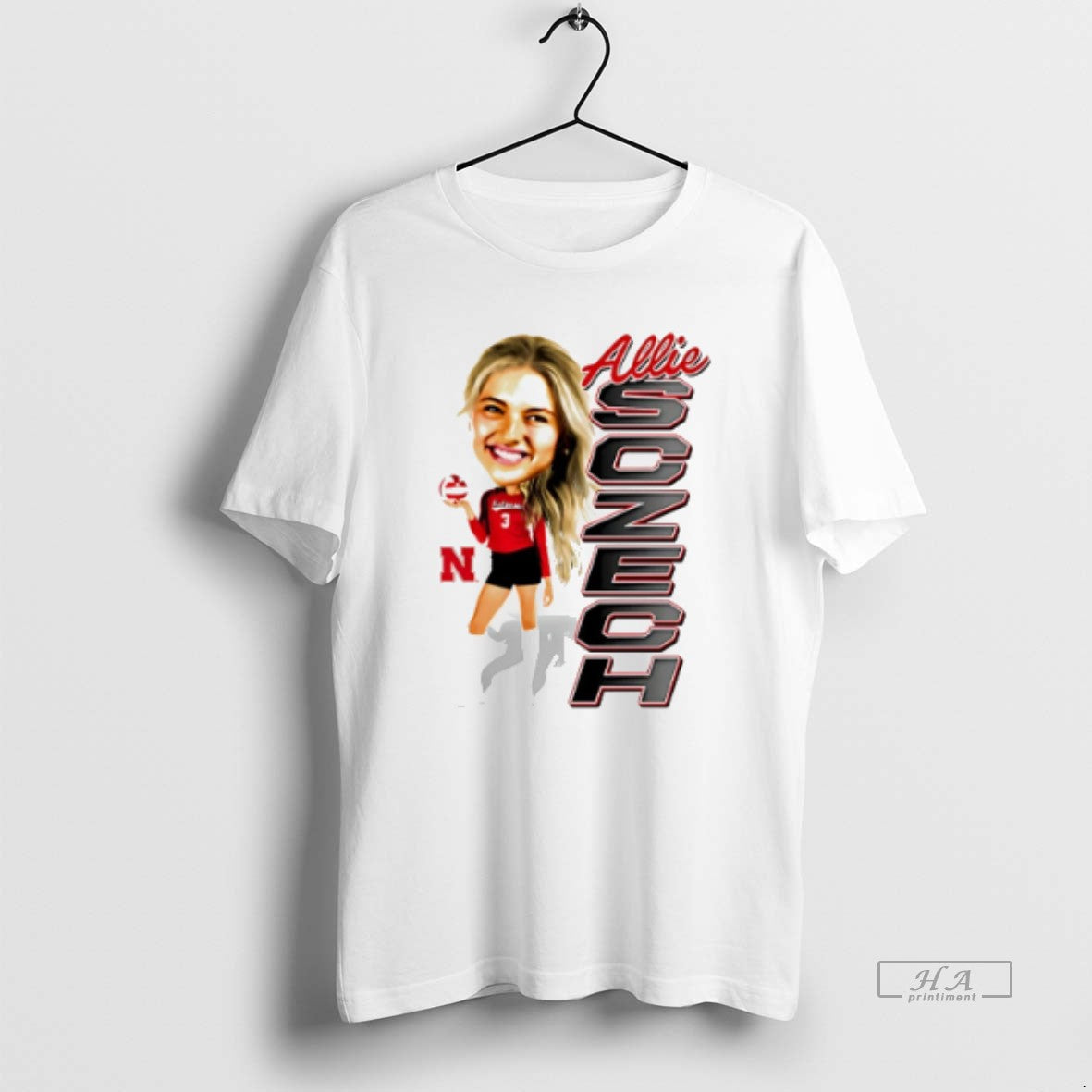Official Trendy Allie Sczech Nebraska Volleyball - Adult & Kids T-Shirts, Sweatshirts & Hoodies apparel design preview 1