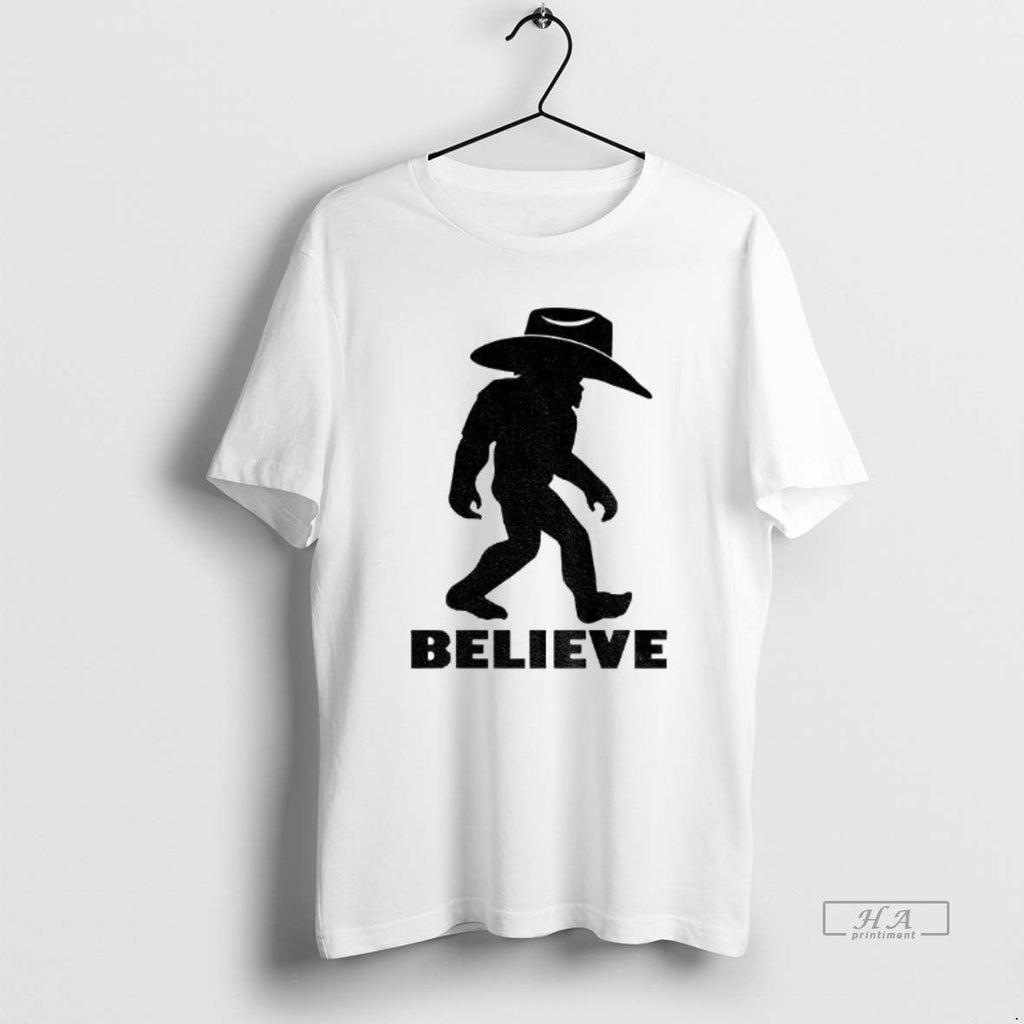 Official Trendy Believe Bigfoot Cowboy - Adult & Kids T-Shirts, Sweatshirts & Hoodies apparel design preview 1