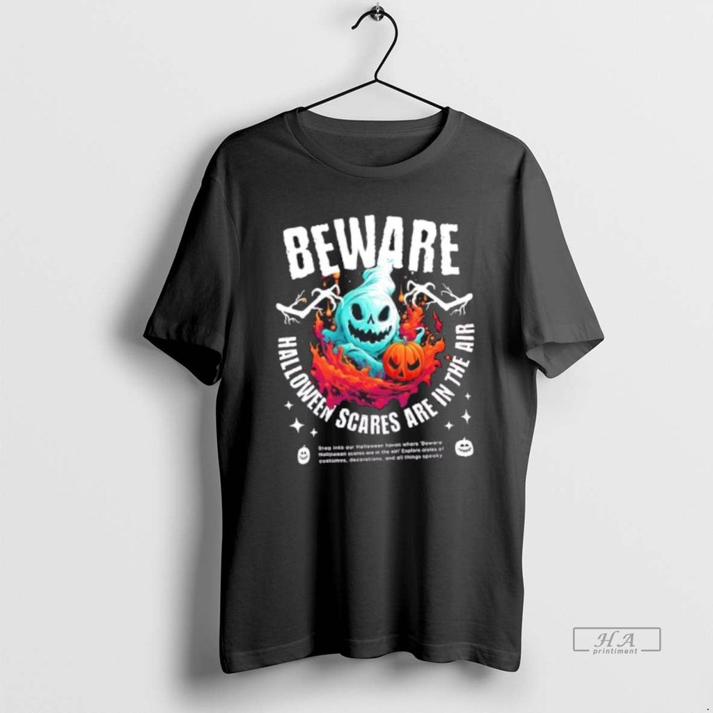 Official Trendy Beware Halloween Scares Pumpkins - Adult & Kids T-Shirts, Sweatshirts & Hoodies apparel design preview 1