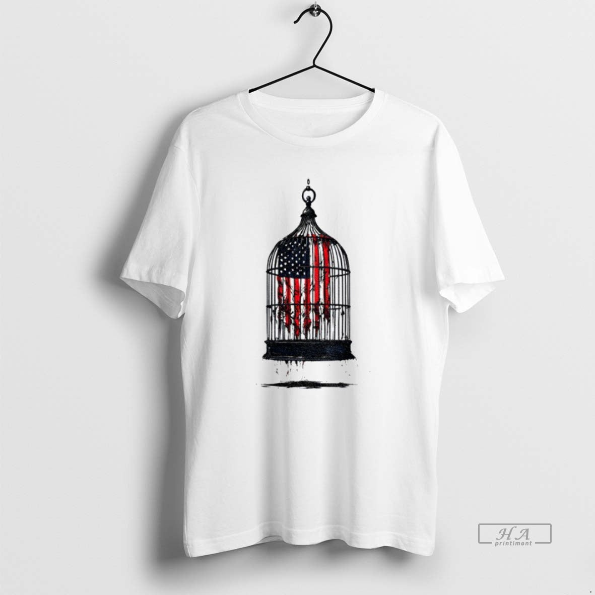 Official Trendy Birdcaged Caged Libertyamerican Flag - Adult & Kids T-Shirts, Sweatshirts & Hoodies apparel design preview 1