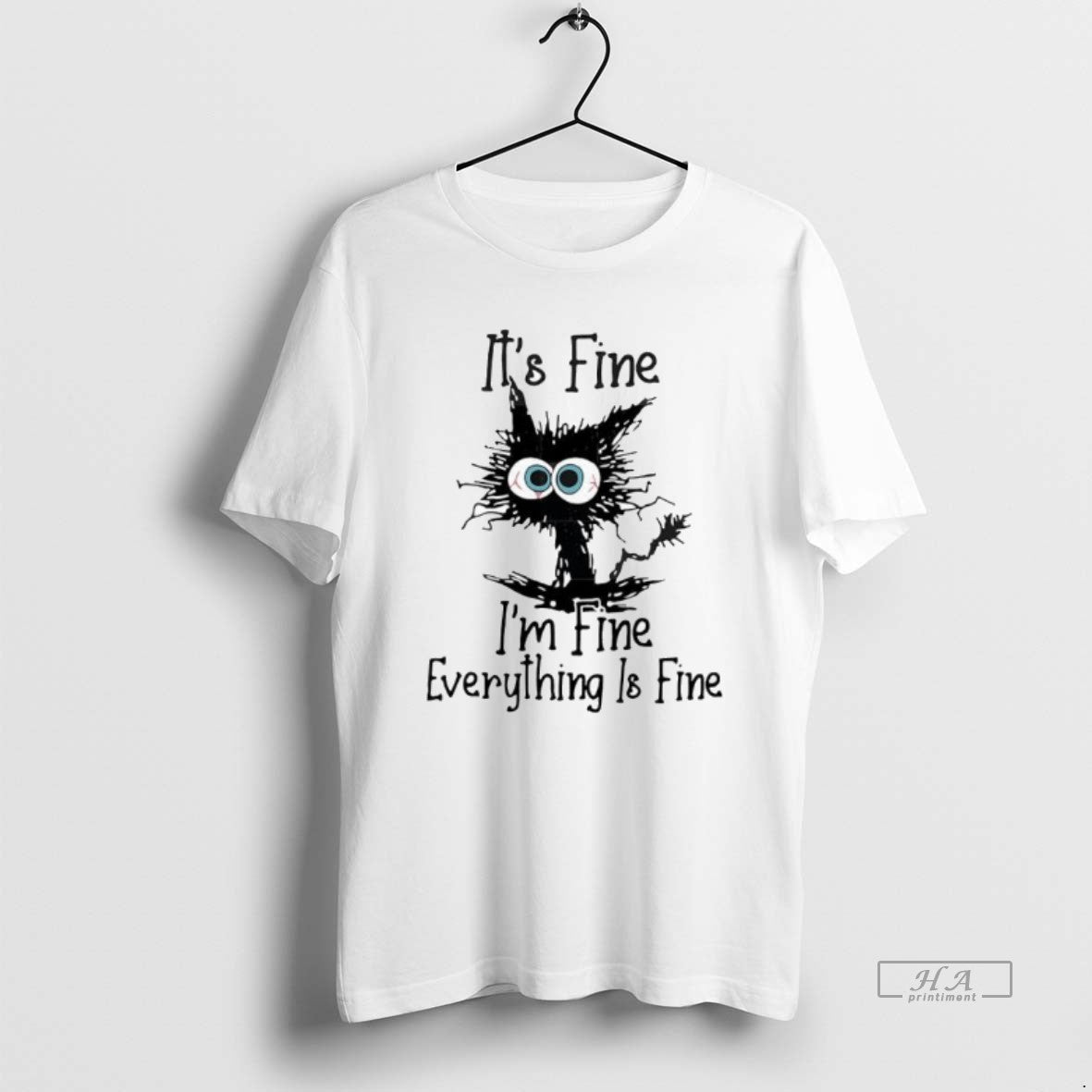 Official Trendy Black Cat Its Fine Im Everything Is - Adult & Kids T-Shirts, Sweatshirts & Hoodies apparel design preview 1