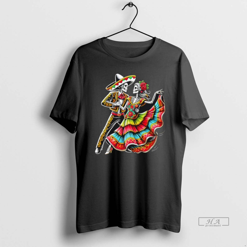 Official Trendy Calavera Dance Lovers Day Of The Dead - Adult & Kids T-Shirts, Sweatshirts & Hoodies apparel design preview 1