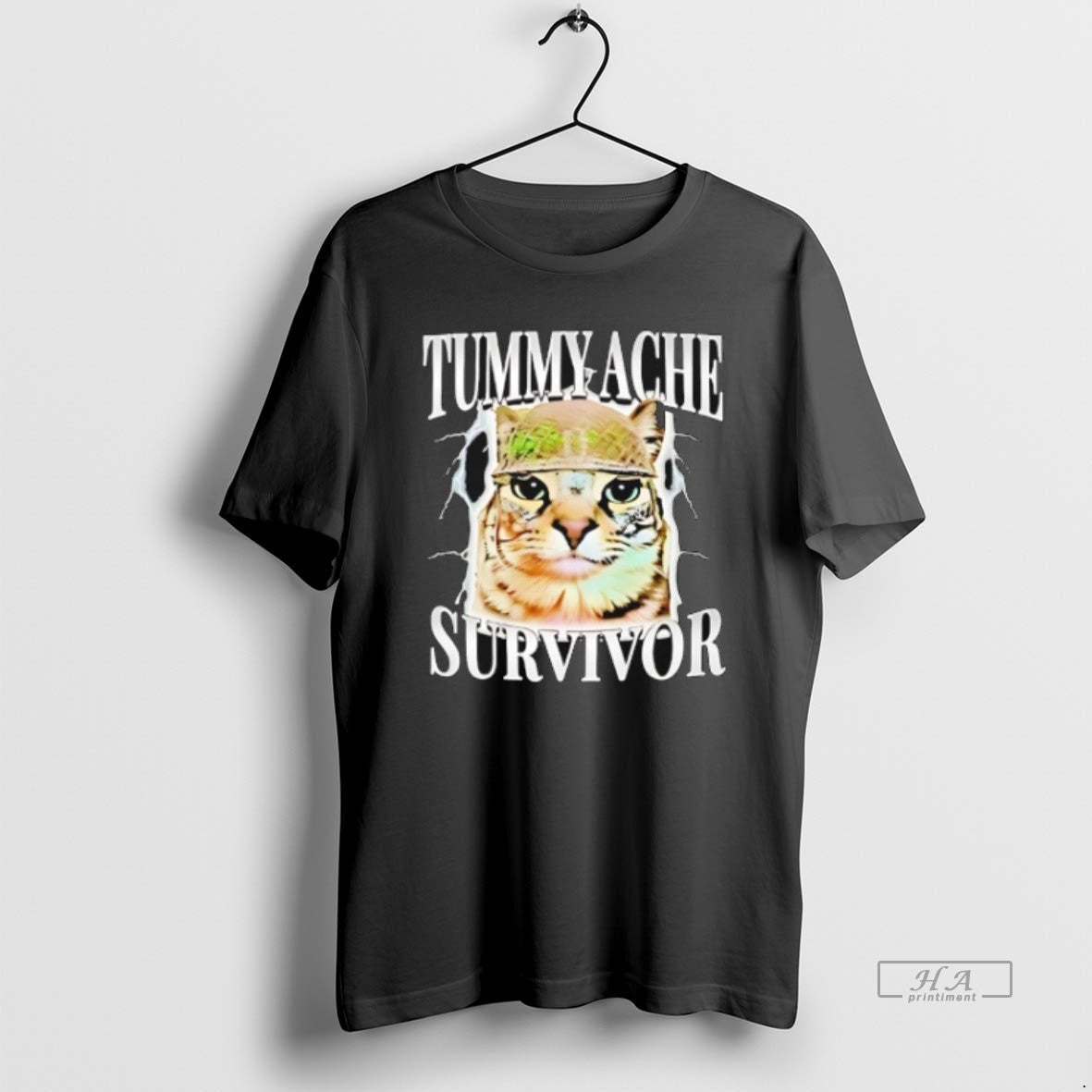 Official Trendy Cat Tummy Ache Survivor - Adult & Kids T-Shirts, Sweatshirts & Hoodies apparel design preview 1