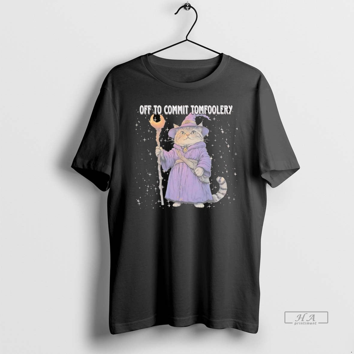 Official Trendy Cat Wizard Off To Commit Tomfoolery - Adult & Kids T-Shirts, Sweatshirts & Hoodies apparel design preview 1