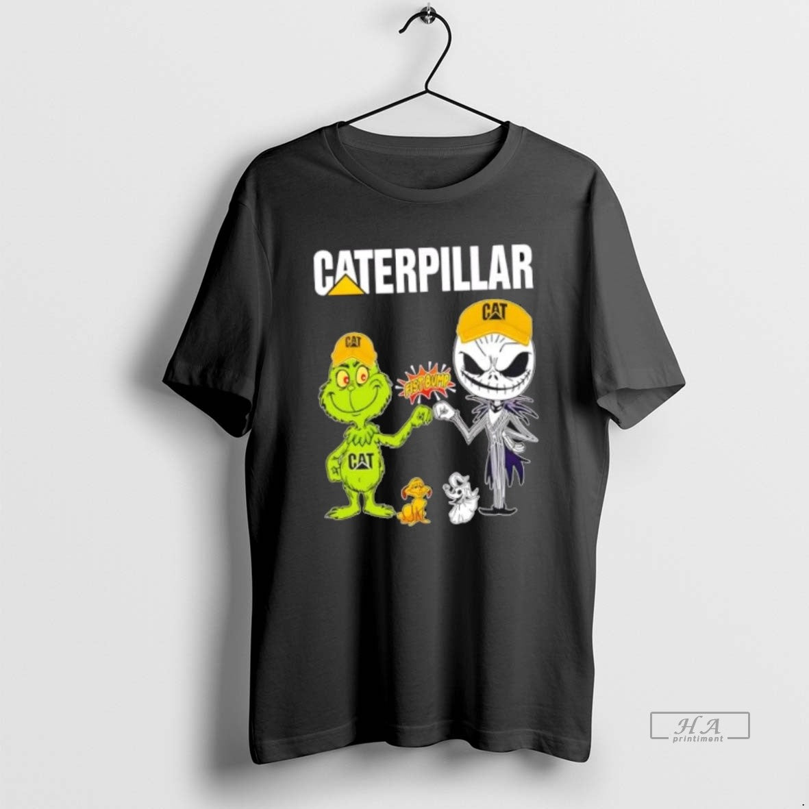Official Trendy Caterpillar X Grinch And Jack - Adult & Kids T-Shirts, Sweatshirts & Hoodies apparel design preview 1