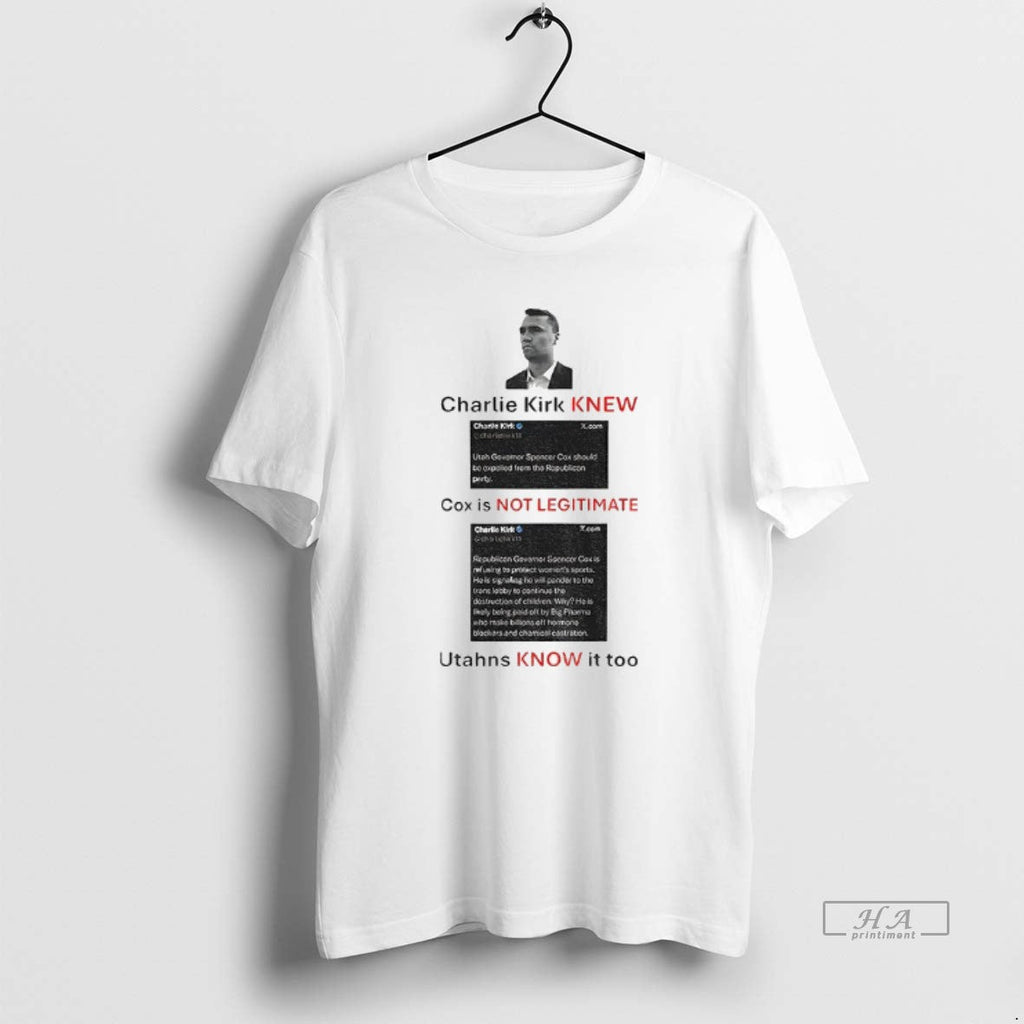 Official Trendy Charlie Kirk Knew Cox Is Not - Adult & Kids T-Shirts, Sweatshirts & Hoodies apparel design preview 1