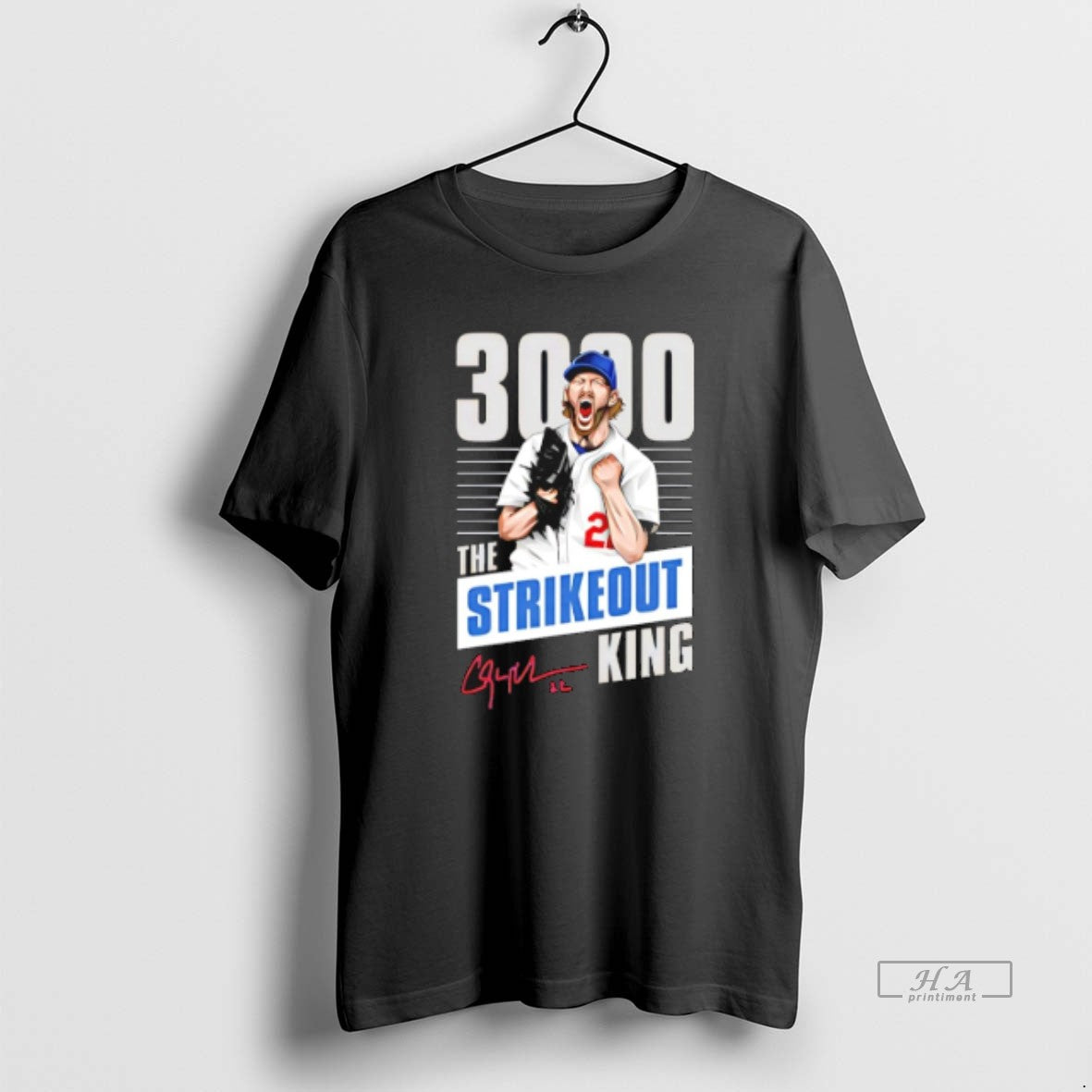 Official Trendy Clayton Kershaw Strikeout King 3000 - Adult & Kids T-Shirts, Sweatshirts & Hoodies apparel design preview 1