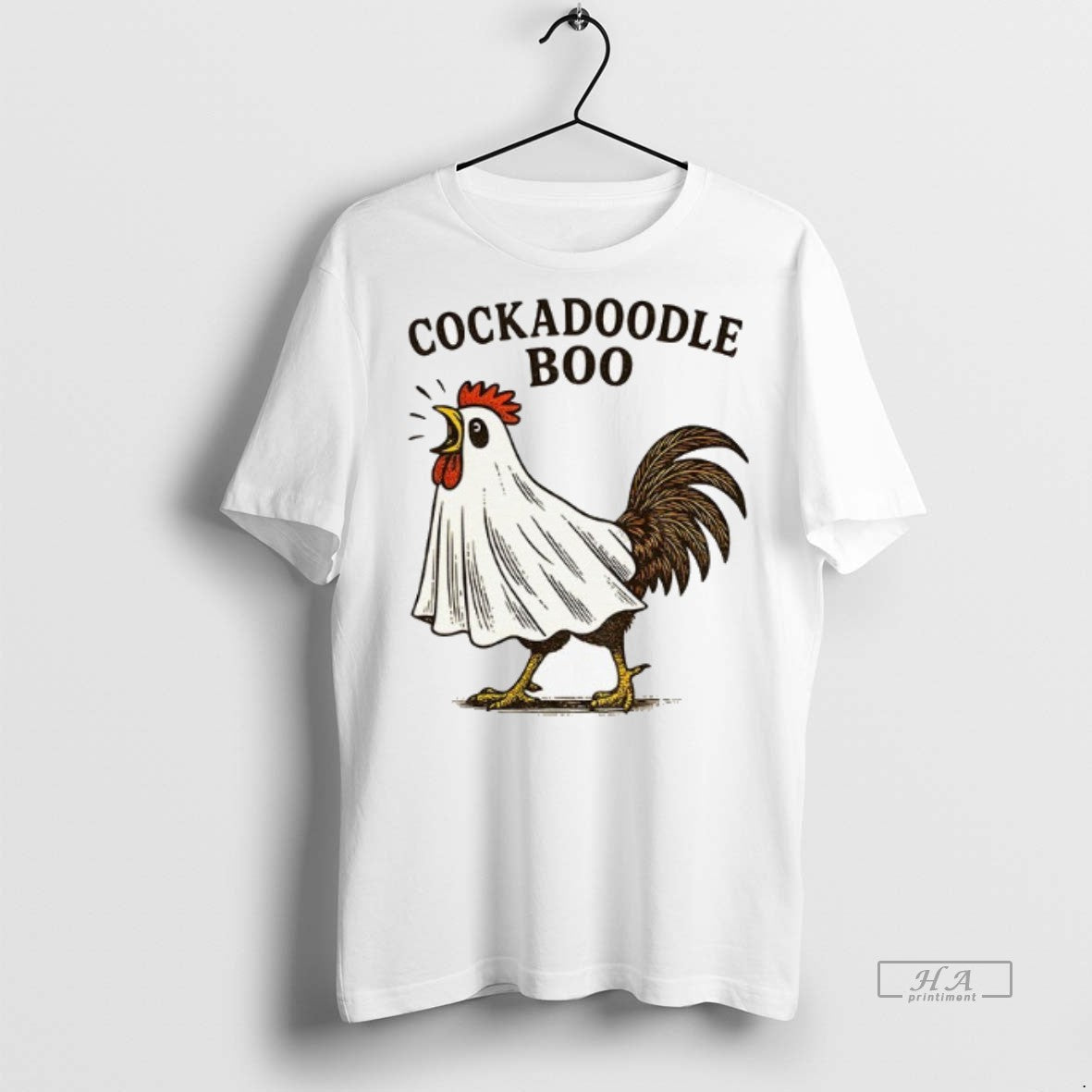 Official Trendy Cock Ghost Cockadoodle Boo Halloween - Adult & Kids T-Shirts, Sweatshirts & Hoodies apparel design preview 1