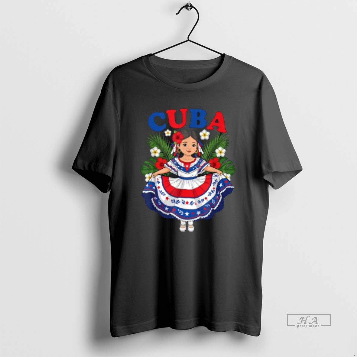 Official Trendy Cuba Cuban Girl Traditional Dress - Adult & Kids T-Shirts, Sweatshirts & Hoodies apparel design preview 1