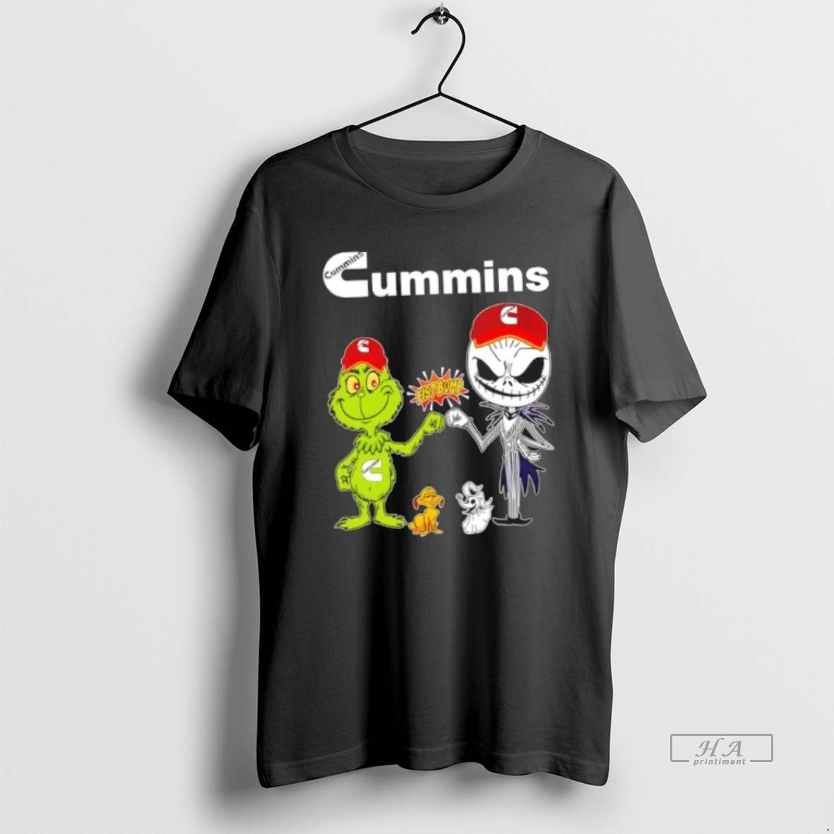 Official Trendy Cummins X Grinch And Jack Skellington - Adult & Kids T-Shirts, Sweatshirts & Hoodies apparel design preview 1