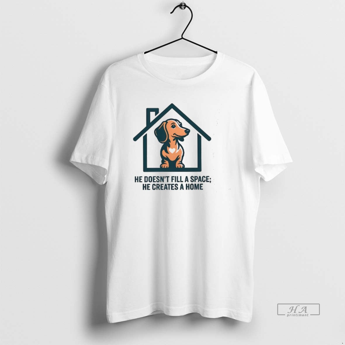 Official Trendy Dachshund He Doesnt Fill A Space - Adult & Kids T-Shirts, Sweatshirts & Hoodies apparel design preview 1