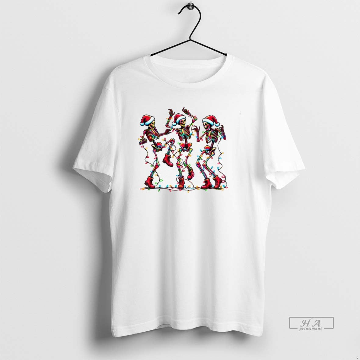Official Trendy Dancing Skeleton Santa Hat Merry - Adult & Kids T-Shirts, Sweatshirts & Hoodies apparel design preview 1