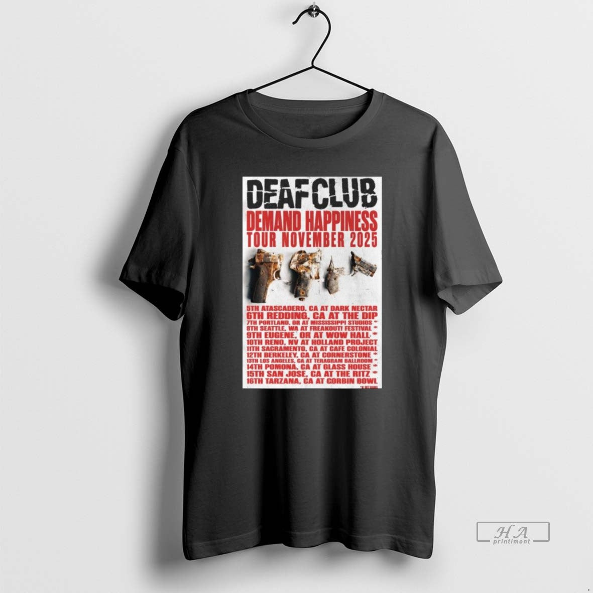 Official Trendy Deaf Club Demand Happiness Tour - Adult & Kids T-Shirts, Sweatshirts & Hoodies apparel design preview 1