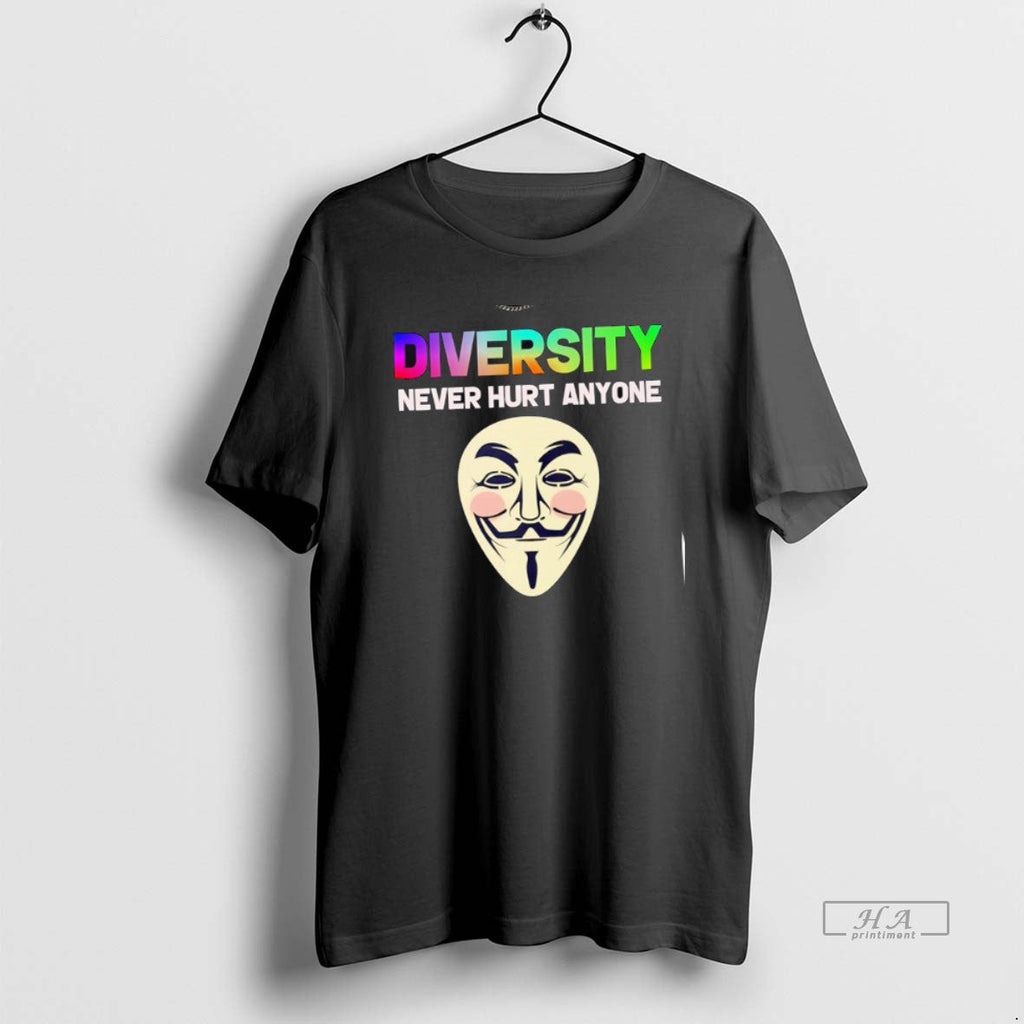 Official Trendy Diversity Never Hurt Anyone Mask - Adult & Kids T-Shirts, Sweatshirts & Hoodies apparel design preview 1