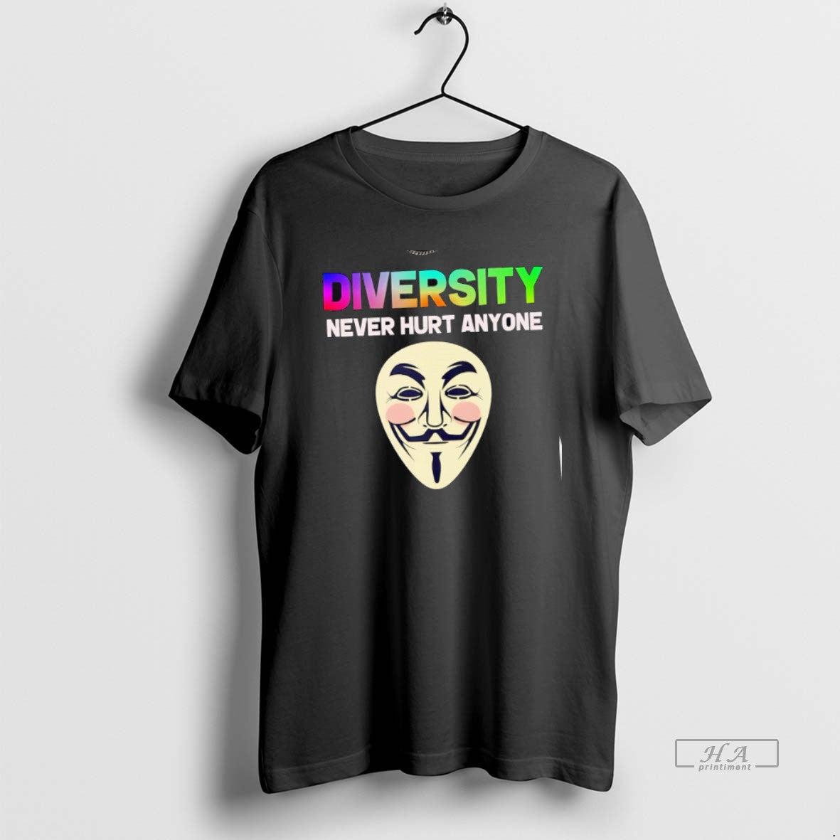Official Trendy Diversity Never Hurt Anyone Mask - Adult & Kids T-Shirts, Sweatshirts & Hoodies apparel design preview 1