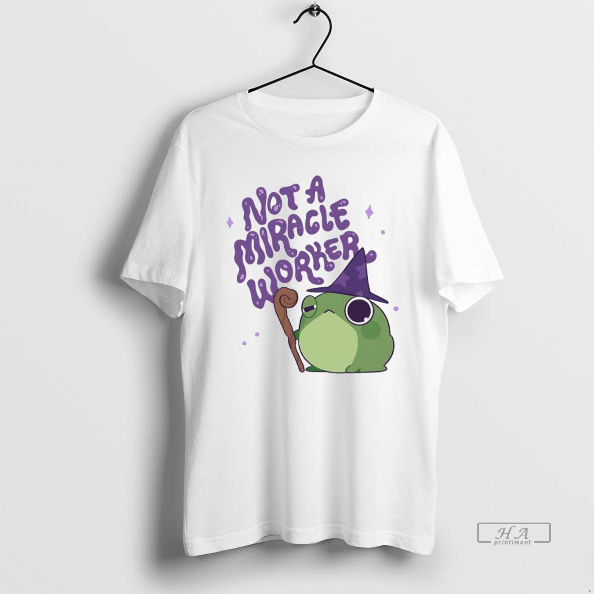 Official Trendy Frog Wizard Not A Miracle Worker - Adult & Kids T-Shirts, Sweatshirts & Hoodies apparel design preview 1