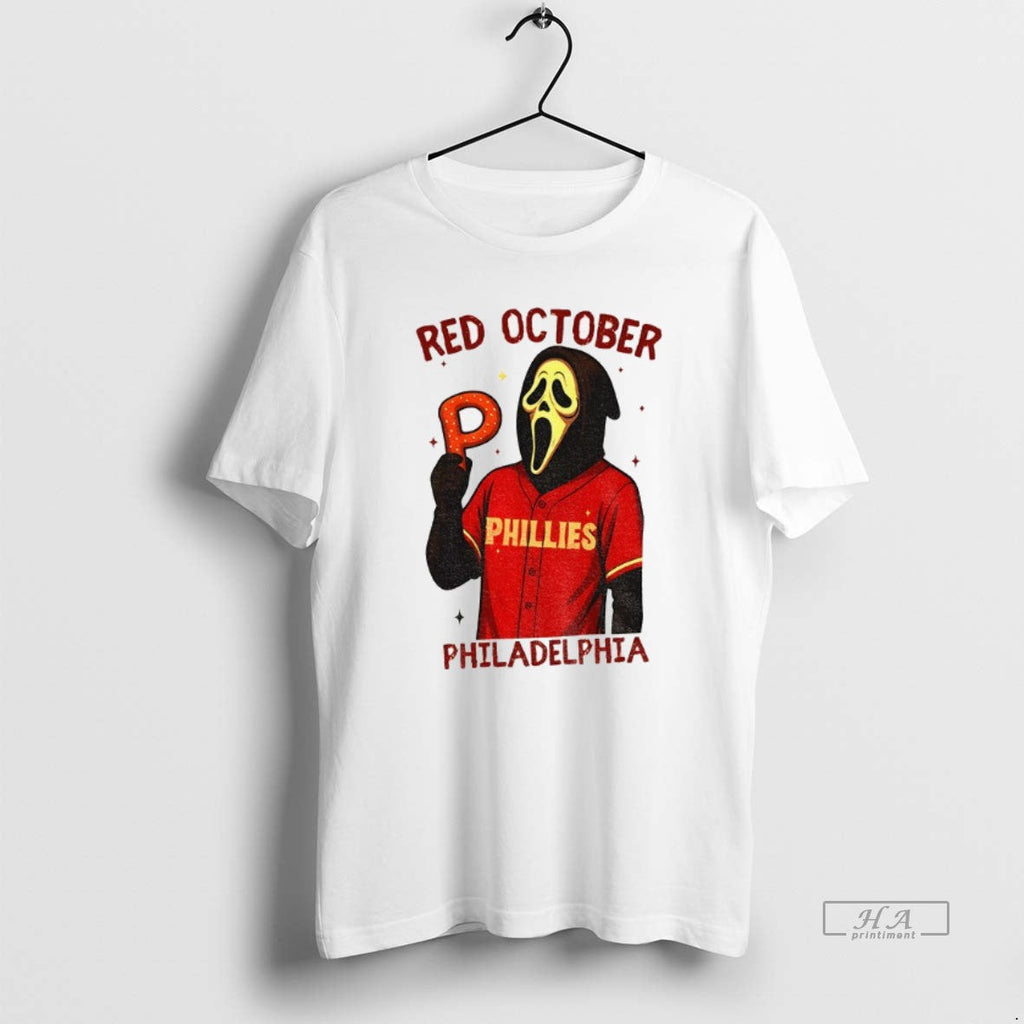 Official Trendy Ghost Face Phillies Red October - Adult & Kids T-Shirts, Sweatshirts & Hoodies apparel design preview 1