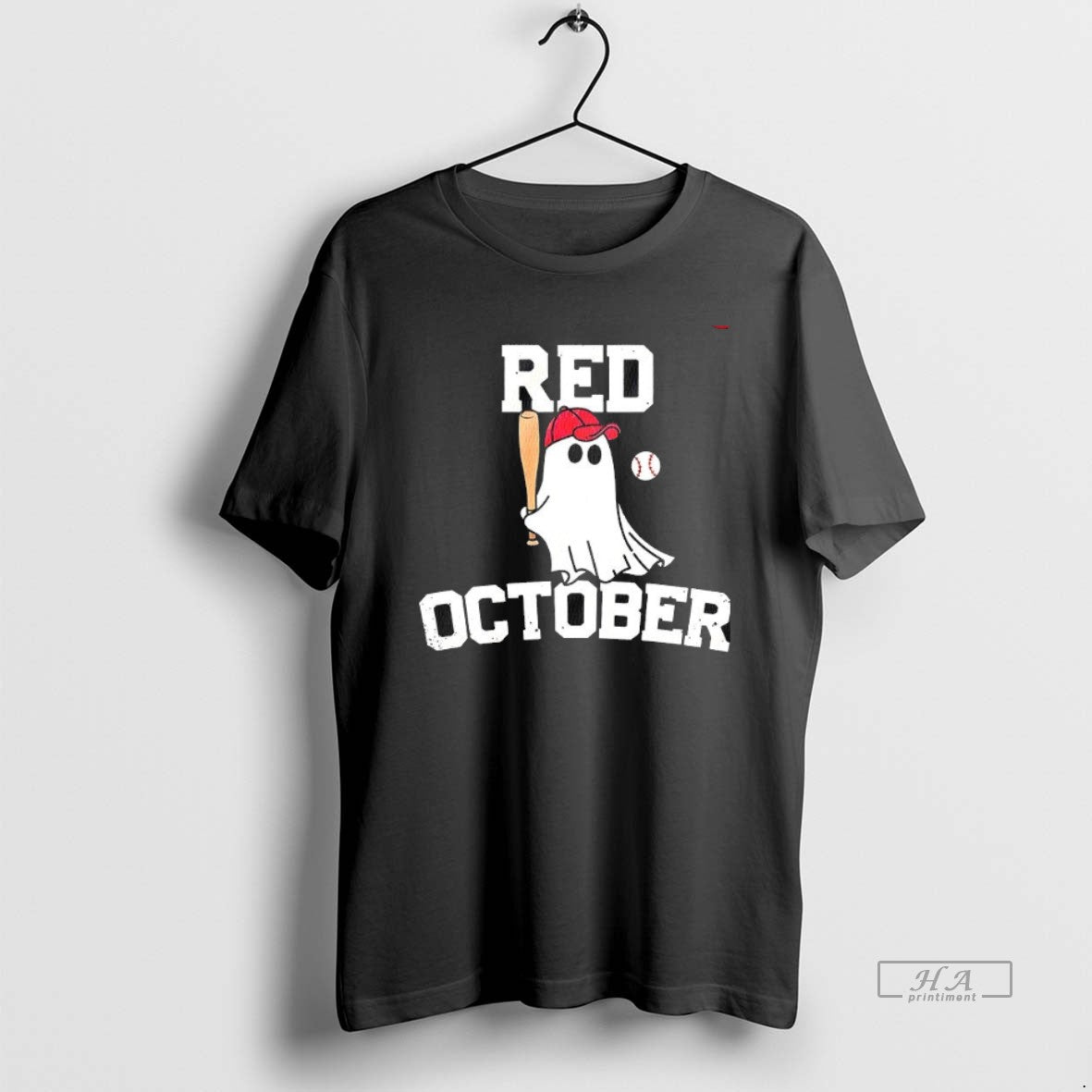 Official Trendy Ghost Playing Baseball Red October - Adult & Kids T-Shirts, Sweatshirts & Hoodies apparel design preview 1