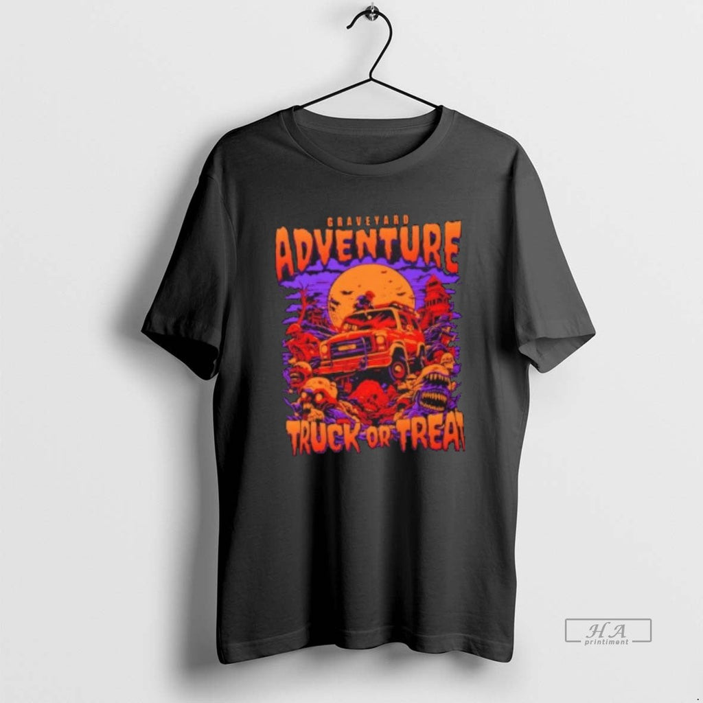 Official Trendy Graveyard Adventure Truck Or Treat - Adult & Kids T-Shirts, Sweatshirts & Hoodies apparel design preview 1