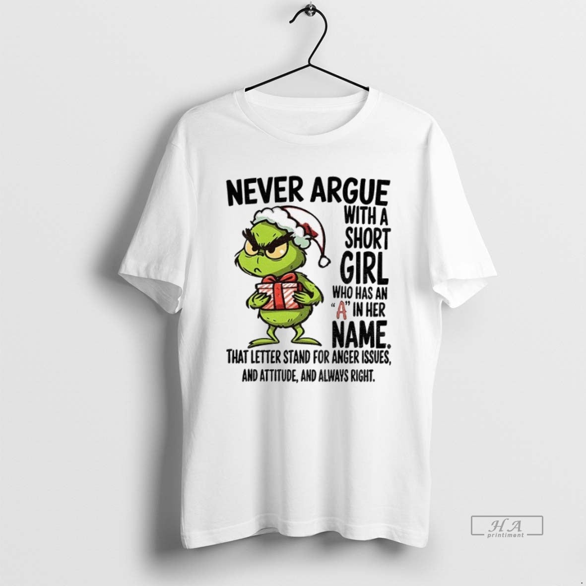 Official Trendy Grinch Santa Hat Never Argue With A - Adult & Kids T-Shirts, Sweatshirts & Hoodies apparel design preview 1