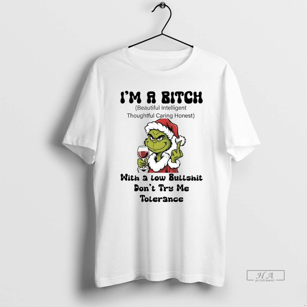 Official Trendy Grinch Middle Finger Im A Bitch Dont - Adult & Kids T-Shirts, Sweatshirts & Hoodies apparel design preview 1