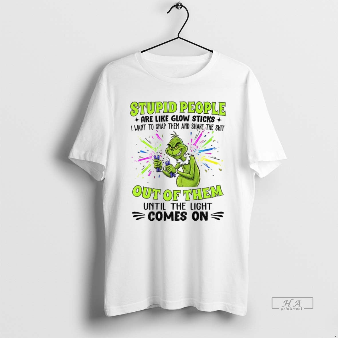 Official Trendy Grinch Stupid People Are Like Glow - Adult & Kids T-Shirts, Sweatshirts & Hoodies apparel design preview 1