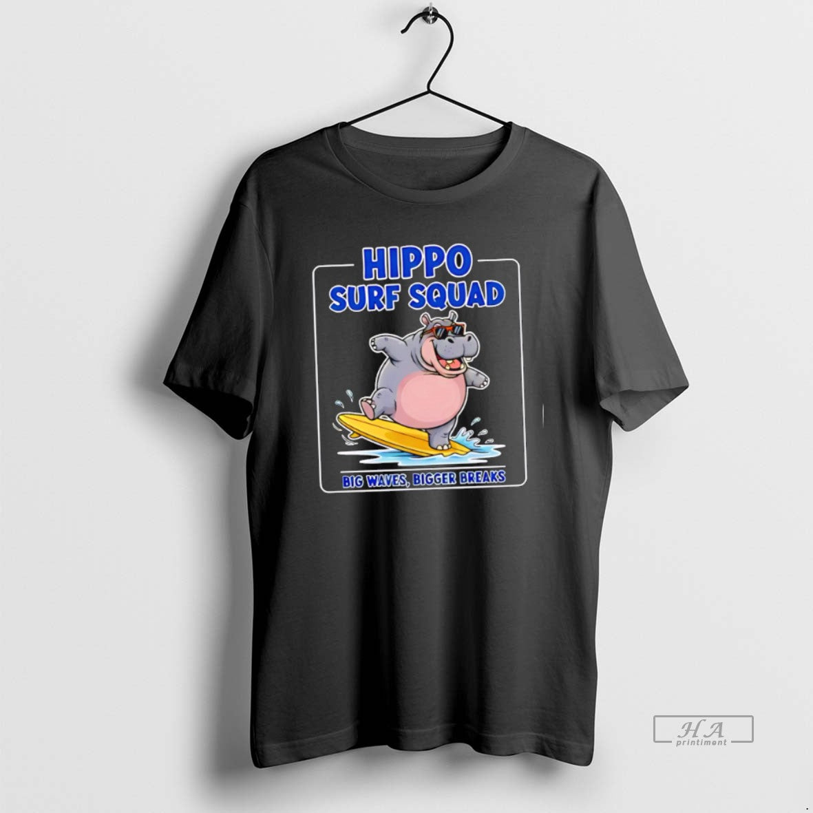 Official Trendy Hippo Surf Squad Big Waves Bigger - Adult & Kids T-Shirts, Sweatshirts & Hoodies apparel design preview 1