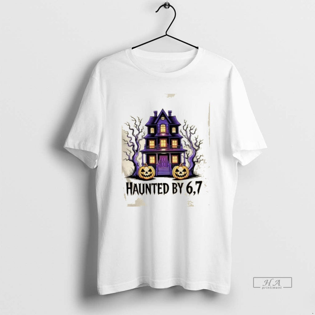 Official Trendy House Haunted By 67 Halloween 6 7 - Adult & Kids T-Shirts, Sweatshirts & Hoodies apparel design preview 1