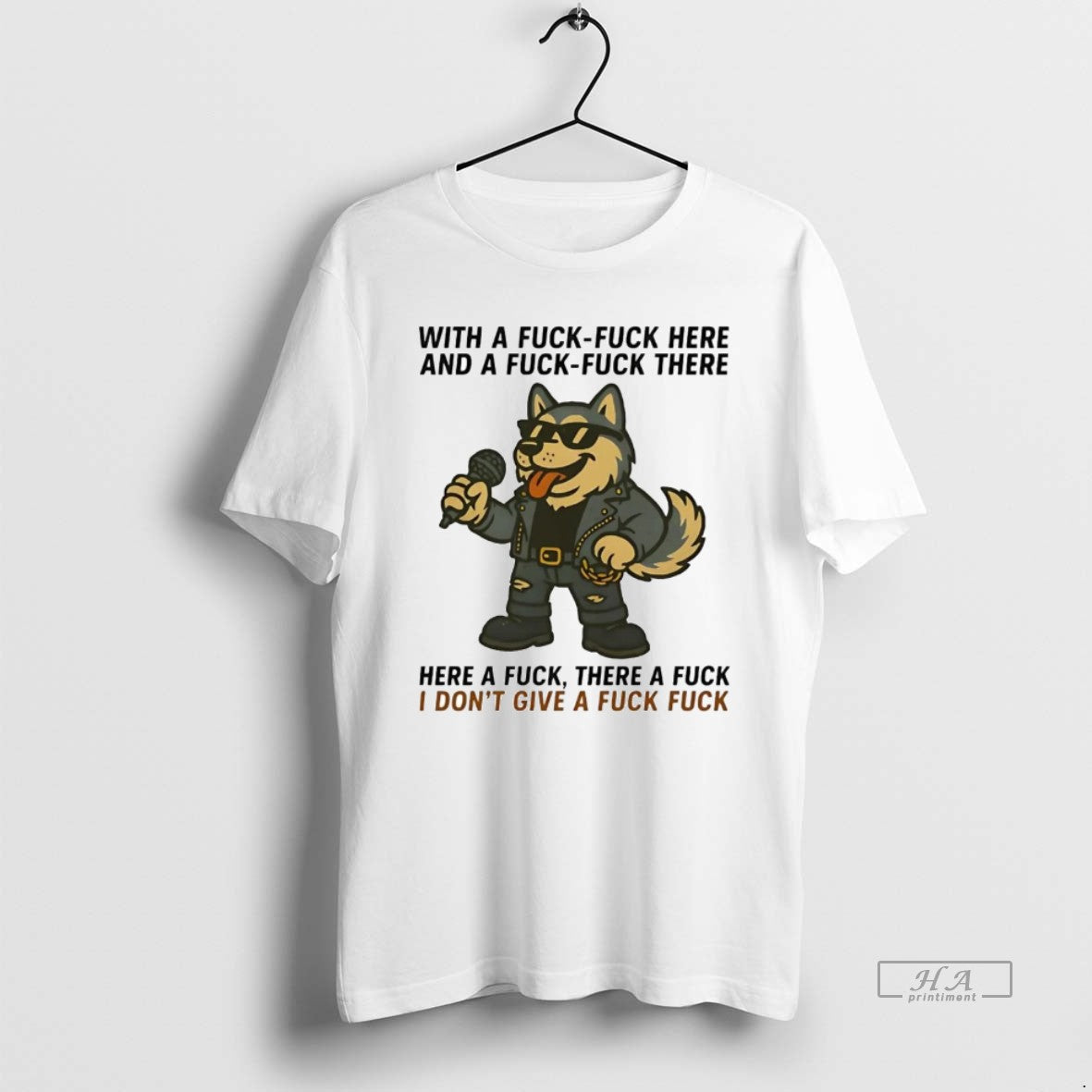 Official Trendy Husky Singing Here A Fuck There Idgaf - Adult & Kids T-Shirts, Sweatshirts & Hoodies apparel design preview 1