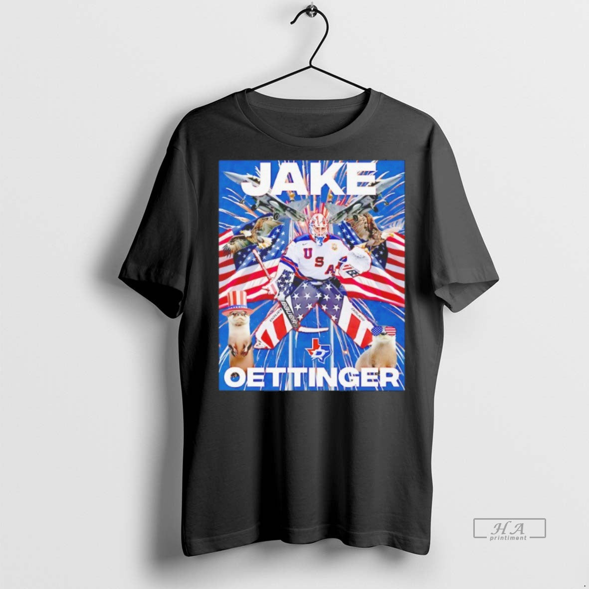 Official Trendy Jake Oettinger American Flag Eagle - Adult & Kids T-Shirts, Sweatshirts & Hoodies apparel design preview 1