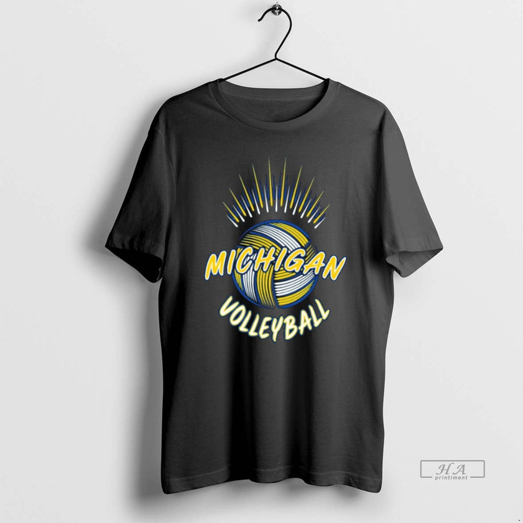 Official Trendy Michigan Wolverines Volleyball Spike - Adult & Kids T-Shirts, Sweatshirts & Hoodies apparel design preview 1