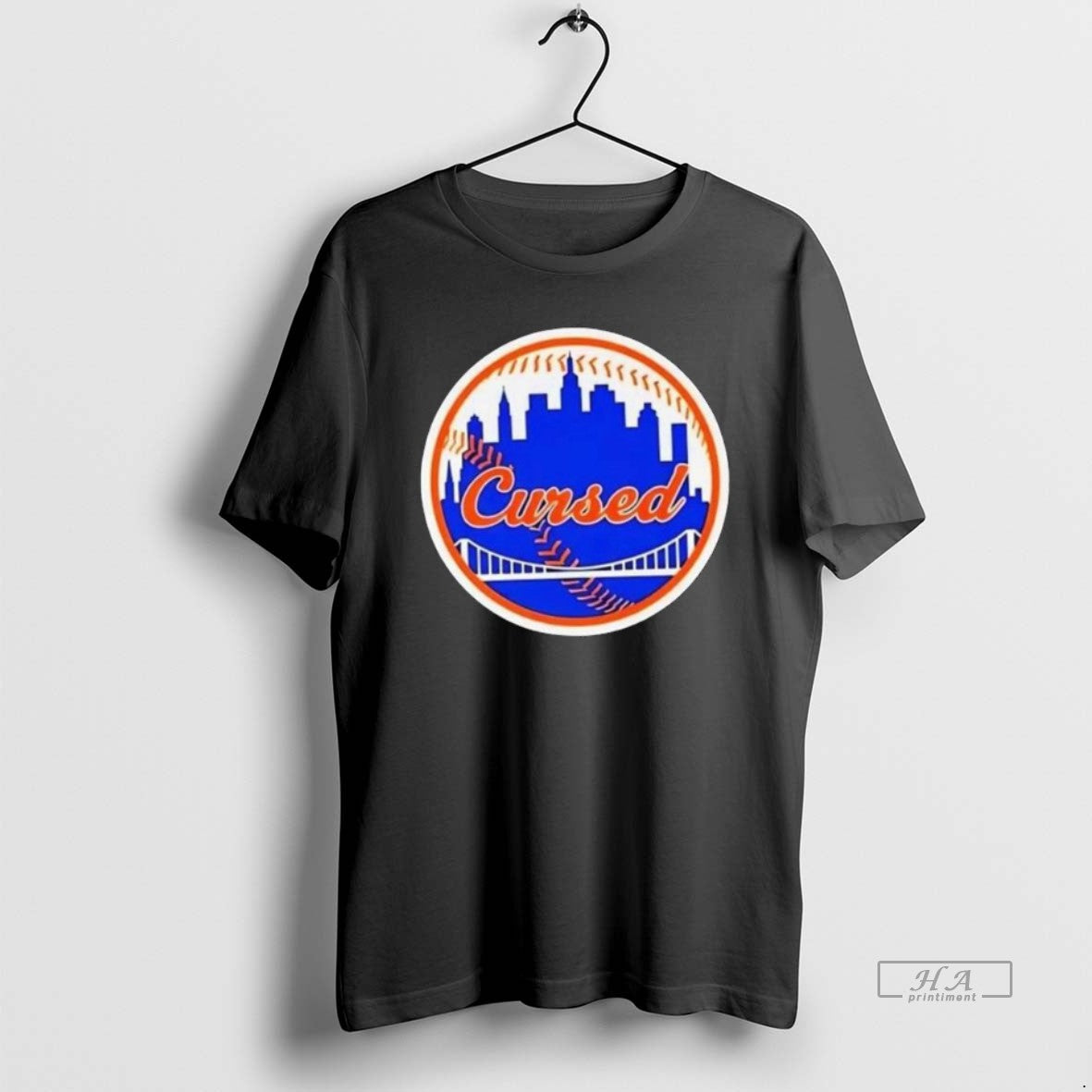 Official Trendy New York Mets Cursed Skyline Long - Adult & Kids T-Shirts, Sweatshirts & Hoodies apparel design preview 1