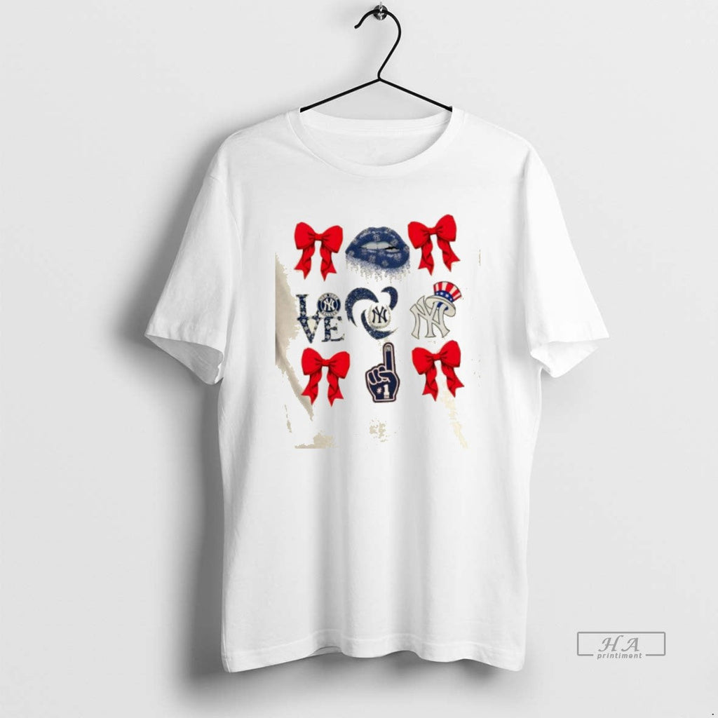 Official Trendy New York Yankees Baseball Coquette - Adult & Kids T-Shirts, Sweatshirts & Hoodies apparel design preview 1